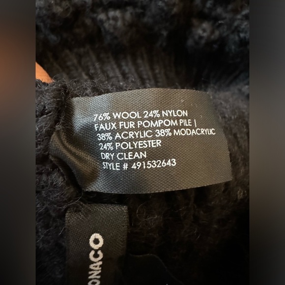 Club Monaco Wool Pom Pom Beanie Black